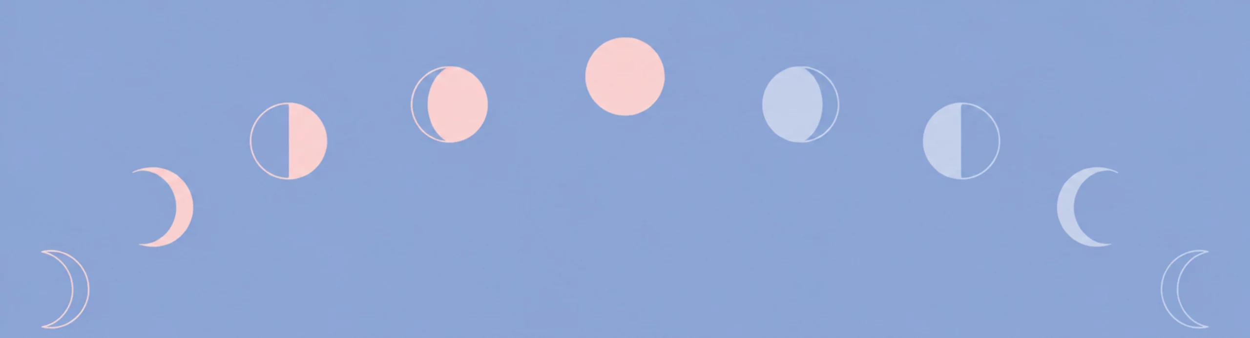 Illustration der Mondphasen in Pantone Farben Rose Quartz und Serenity