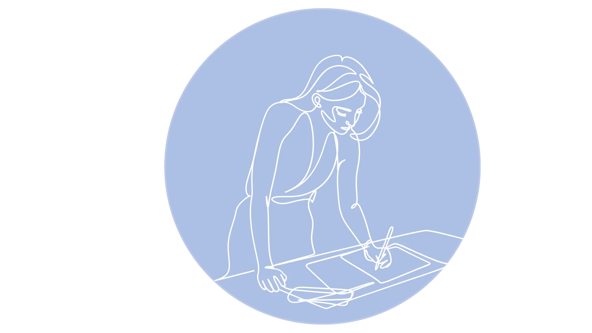 Astrologische Illustration einer schreibenden Frau